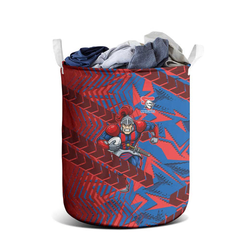 Newcastle Knights Rugby Laundry Basket Fierce Mascot Geometric Tribal Art