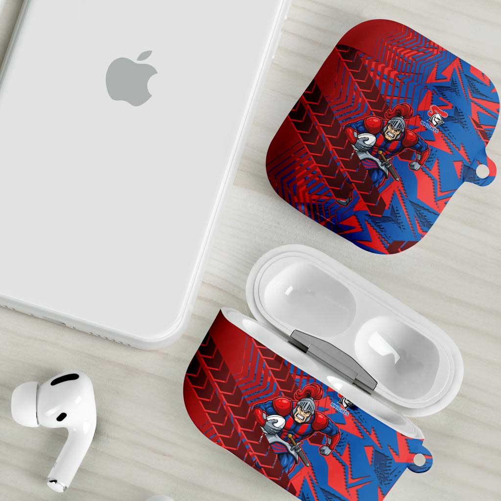 Newcastle Knights Rugby AirPods Case Fierce Mascot Geometric Tribal Art
