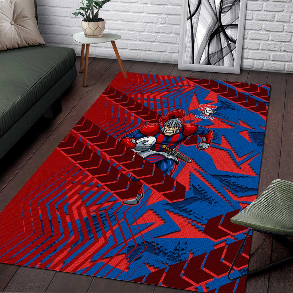 Newcastle Knights Rugby Area Rug Fierce Mascot Geometric Tribal Art