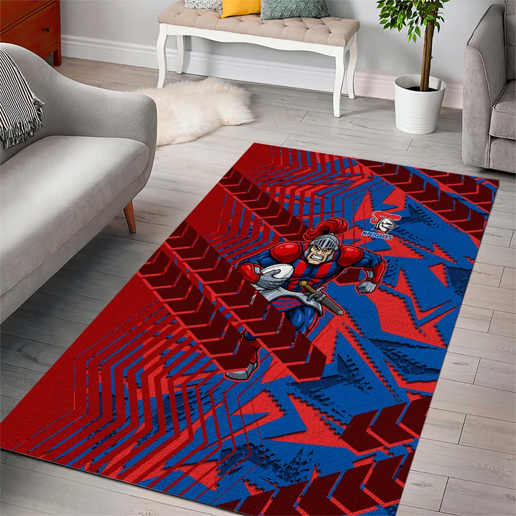 Newcastle Knights Rugby Area Rug Fierce Mascot Geometric Tribal Art