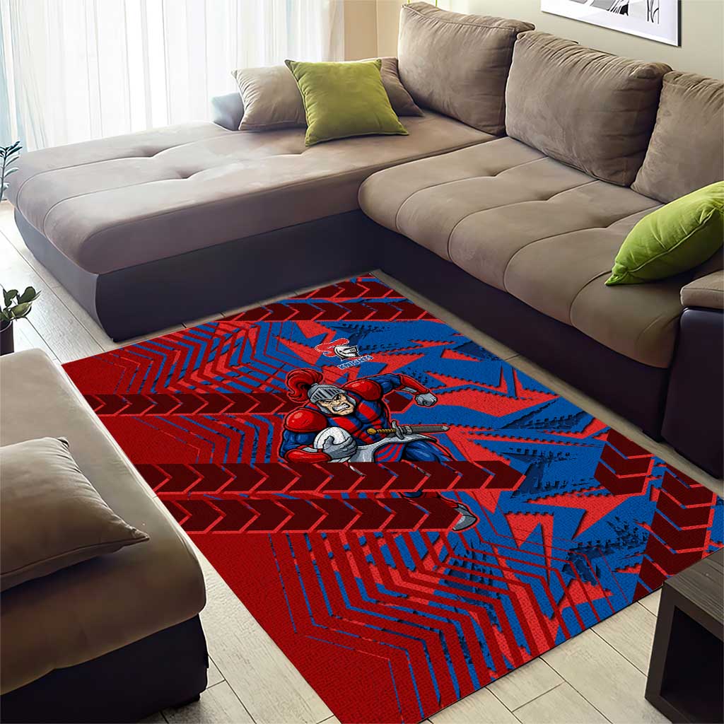 Newcastle Knights Rugby Area Rug Fierce Mascot Geometric Tribal Art
