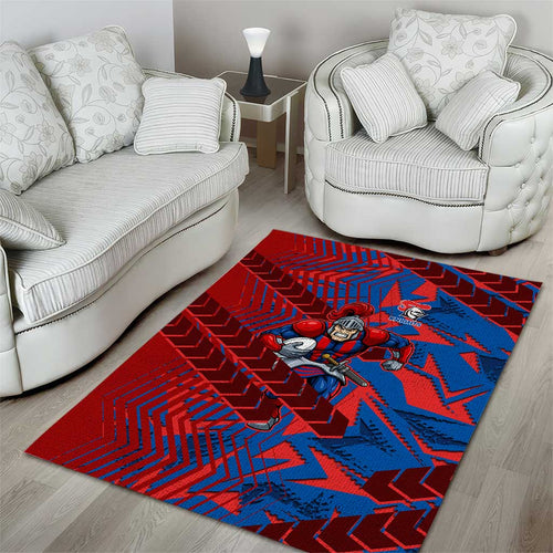 Newcastle Knights Rugby Area Rug Fierce Mascot Geometric Tribal Art