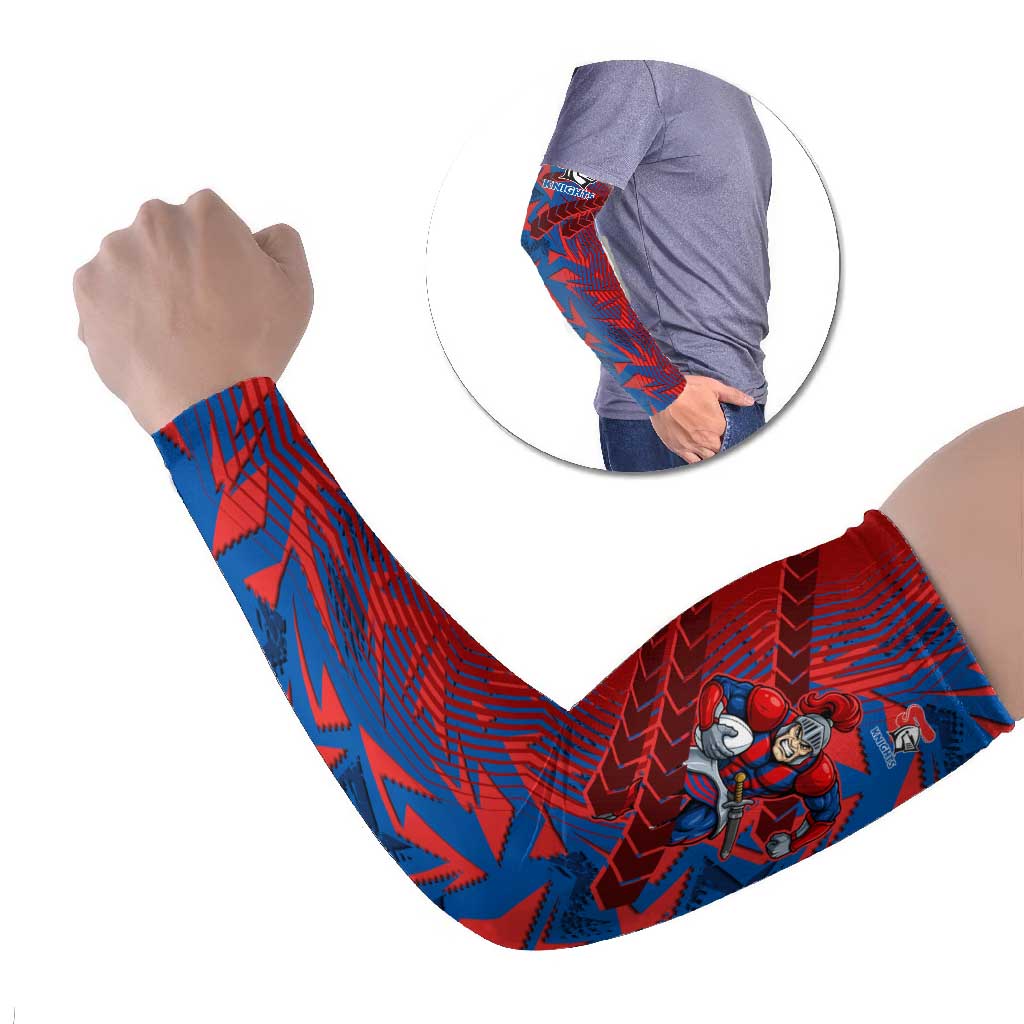Newcastle Knights Rugby Arm Sleeves Fierce Mascot Geometric Tribal Art