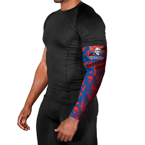 Newcastle Knights Rugby Arm Sleeves Fierce Mascot Geometric Tribal Art