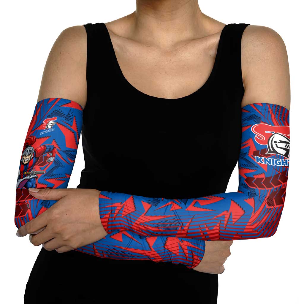Newcastle Knights Rugby Arm Sleeves Fierce Mascot Geometric Tribal Art