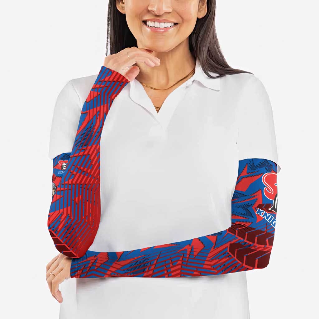 Newcastle Knights Rugby Arm Sleeves Fierce Mascot Geometric Tribal Art