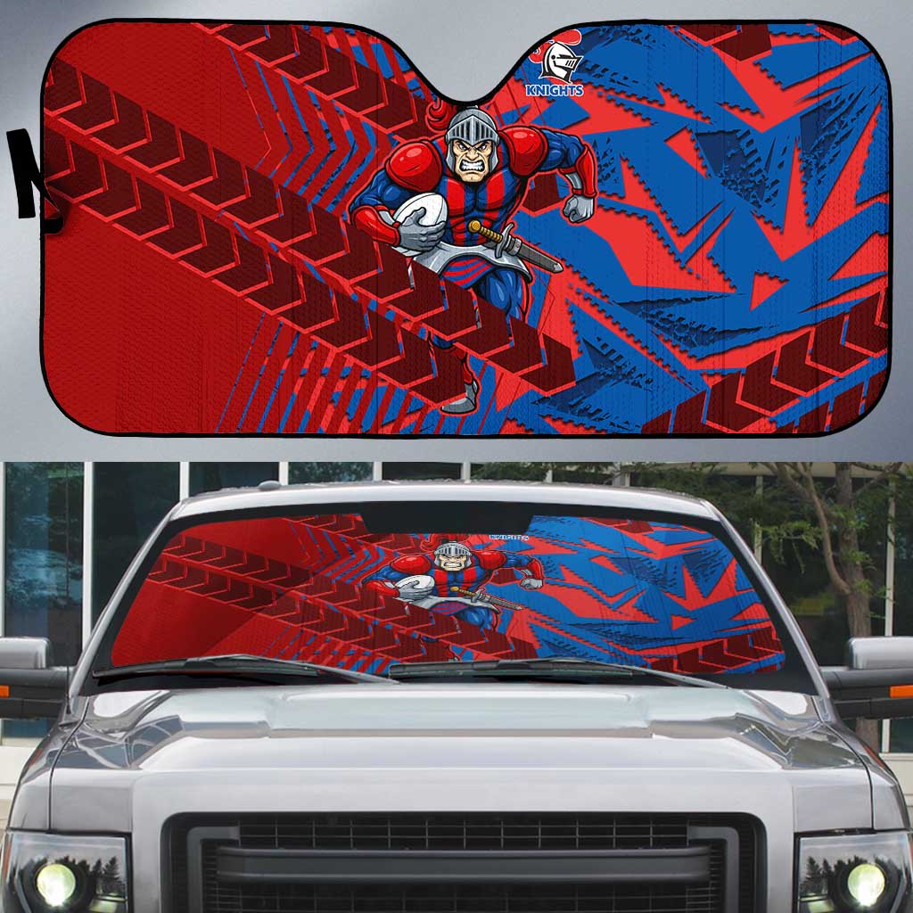 Newcastle Knights Rugby Auto Sun Shade Fierce Mascot Geometric Tribal Art