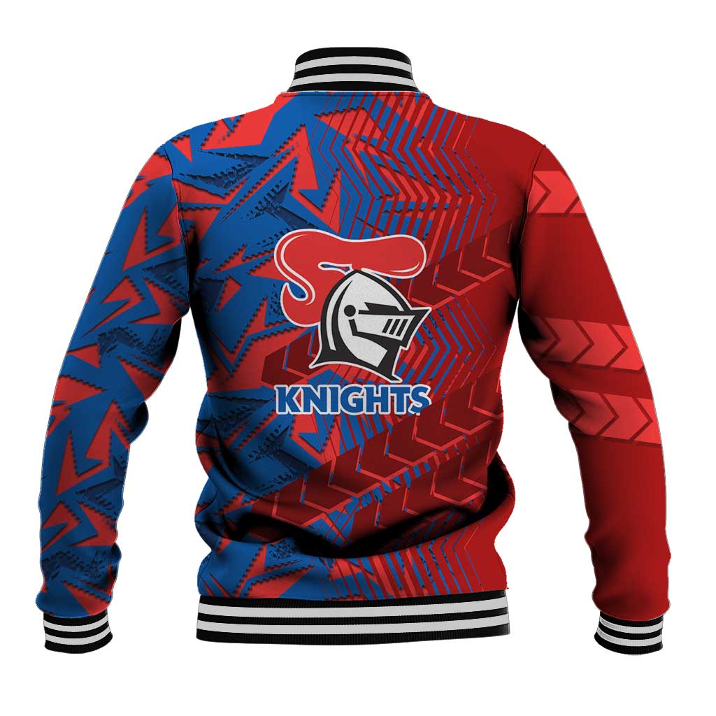 Newcastle Knights Rugby Baseball Jacket Fierce Mascot Geometric Tribal Art