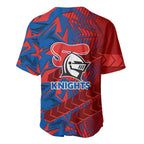 Newcastle Knights Rugby Baseball Jersey Fierce Mascot Geometric Tribal Art