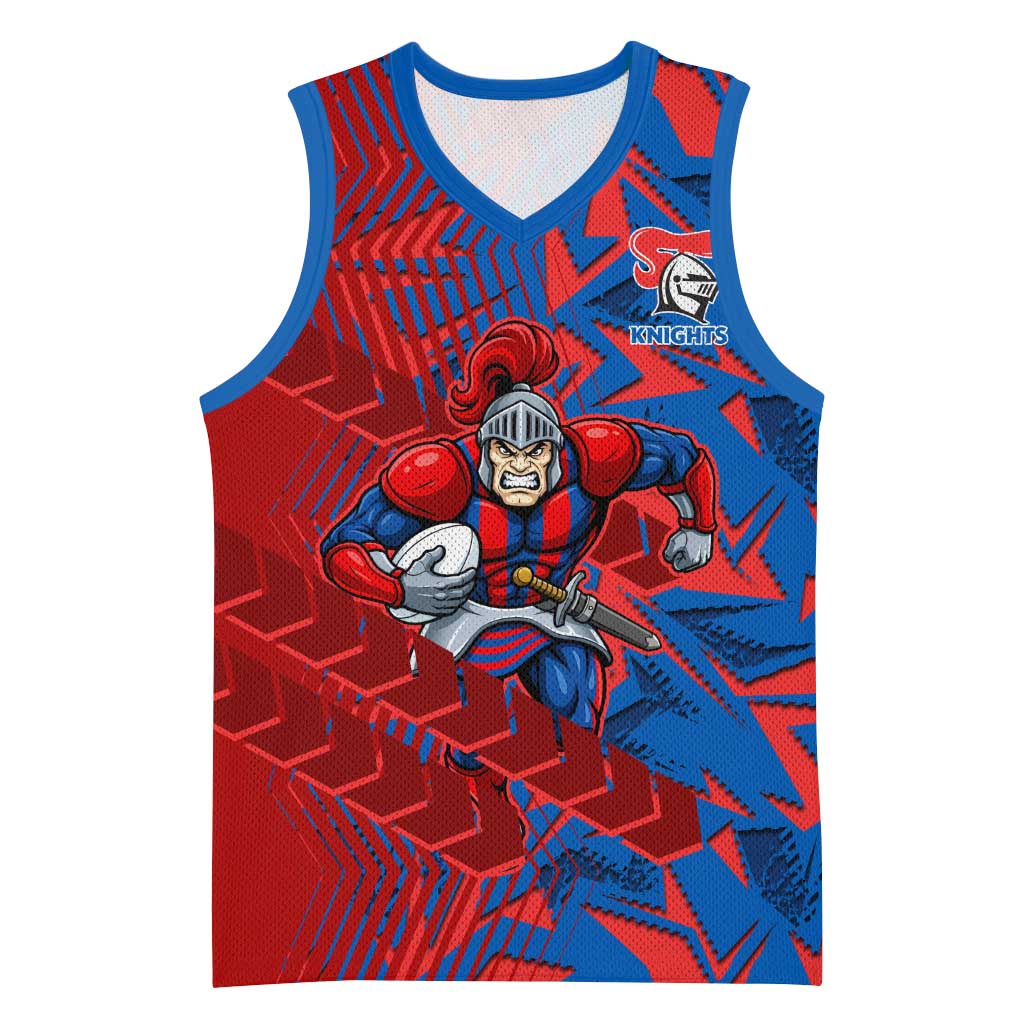 Newcastle Knights Rugby Basketball Jersey Fierce Mascot Geometric Tribal Art