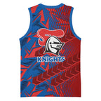 Newcastle Knights Rugby Basketball Jersey Fierce Mascot Geometric Tribal Art
