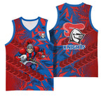Newcastle Knights Rugby Basketball Jersey Fierce Mascot Geometric Tribal Art