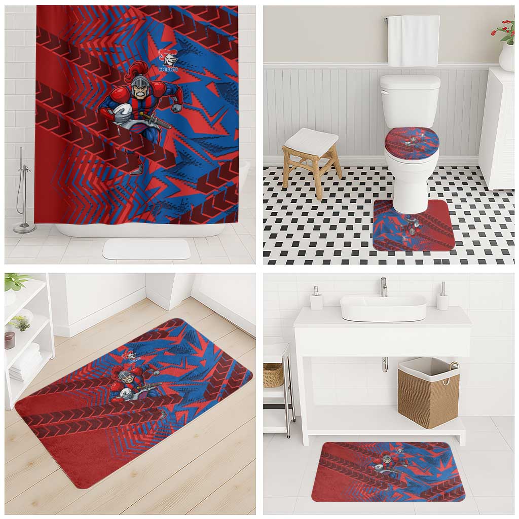 Newcastle Knights Rugby Bathroom Set Fierce Mascot Geometric Tribal Art