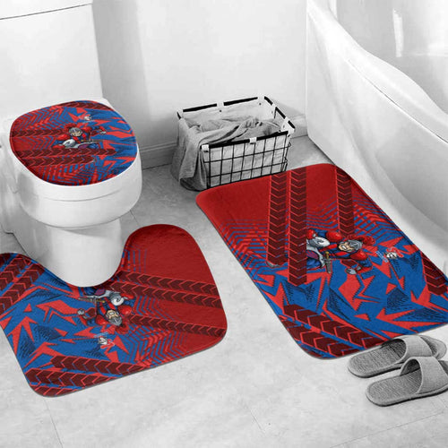 Newcastle Knights Rugby Bathroom Set Fierce Mascot Geometric Tribal Art