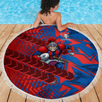 Newcastle Knights Rugby Beach Blanket Fierce Mascot Geometric Tribal Art
