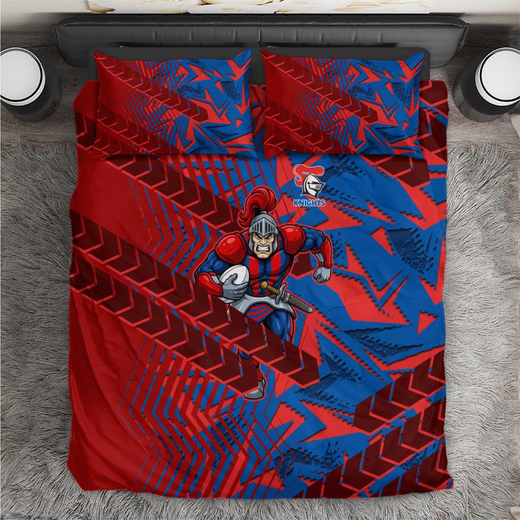 Newcastle Knights Rugby Bedding Set Fierce Mascot Geometric Tribal Art