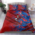 Newcastle Knights Rugby Bedding Set Fierce Mascot Geometric Tribal Art