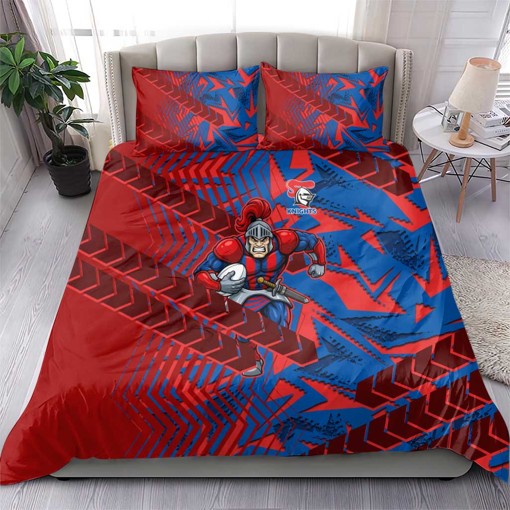 Newcastle Knights Rugby Bedding Set Fierce Mascot Geometric Tribal Art