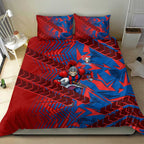Newcastle Knights Rugby Bedding Set Fierce Mascot Geometric Tribal Art