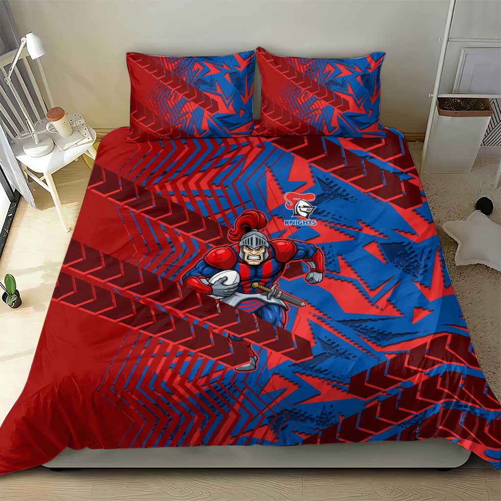 Newcastle Knights Rugby Bedding Set Fierce Mascot Geometric Tribal Art