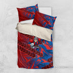 Newcastle Knights Rugby Bedding Set Fierce Mascot Geometric Tribal Art
