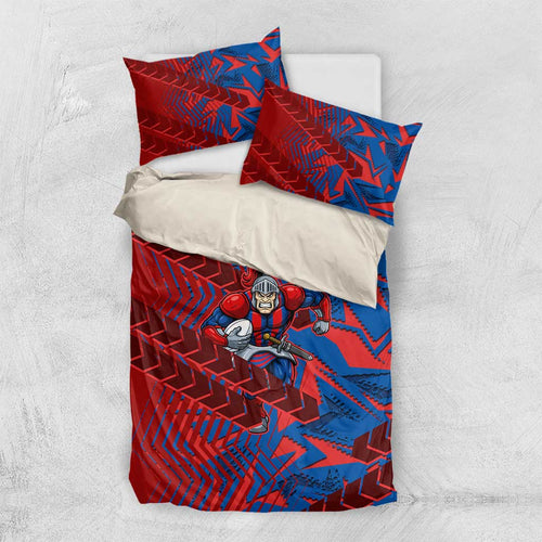 Newcastle Knights Rugby Bedding Set Fierce Mascot Geometric Tribal Art