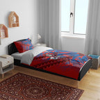 Newcastle Knights Rugby Bedding Set Fierce Mascot Geometric Tribal Art