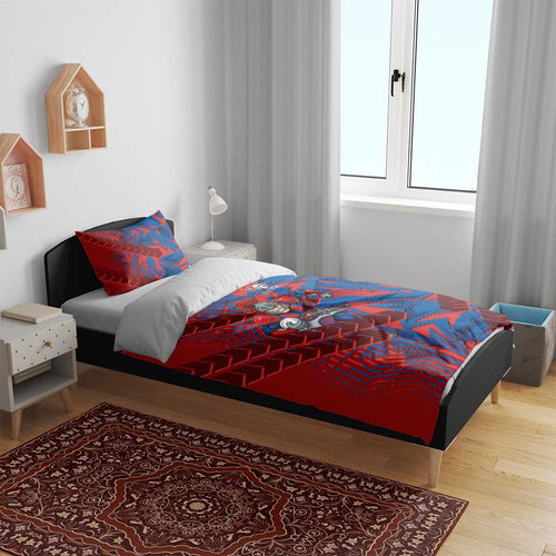 Newcastle Knights Rugby Bedding Set Fierce Mascot Geometric Tribal Art