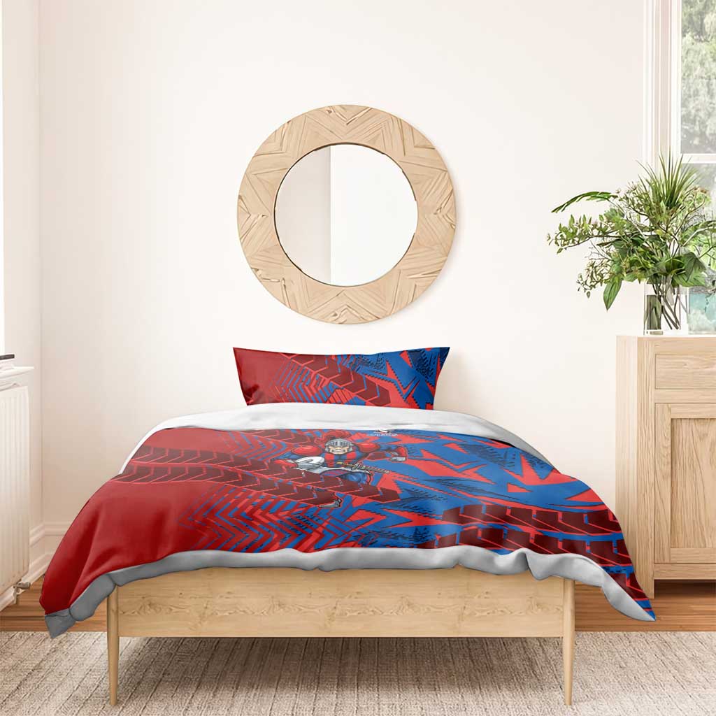 Newcastle Knights Rugby Bedding Set Fierce Mascot Geometric Tribal Art