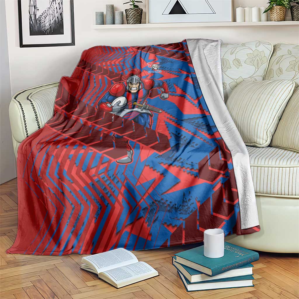 Newcastle Knights Rugby Blanket Fierce Mascot Geometric Tribal Art