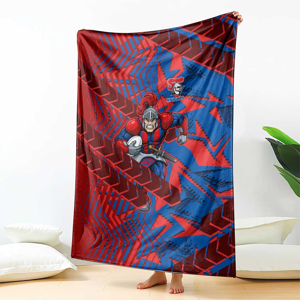 Newcastle Knights Rugby Blanket Fierce Mascot Geometric Tribal Art