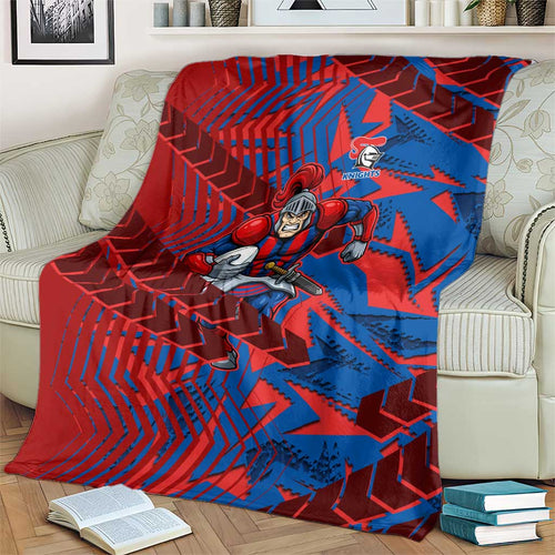 Newcastle Knights Rugby Blanket Fierce Mascot Geometric Tribal Art