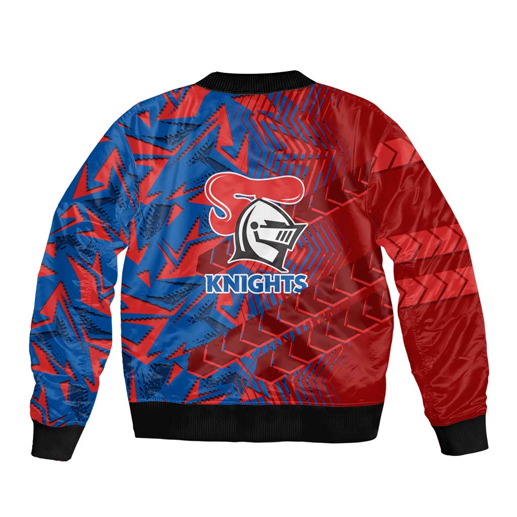 Newcastle Knights Rugby Bomber Jacket Fierce Mascot Geometric Tribal Art