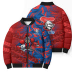 Newcastle Knights Rugby Bomber Puffer Jacket Fierce Mascot Geometric Tribal Art
