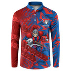 Newcastle Knights Rugby Button Sweatshirt Fierce Mascot Geometric Tribal Art
