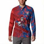 Newcastle Knights Rugby Button Sweatshirt Fierce Mascot Geometric Tribal Art