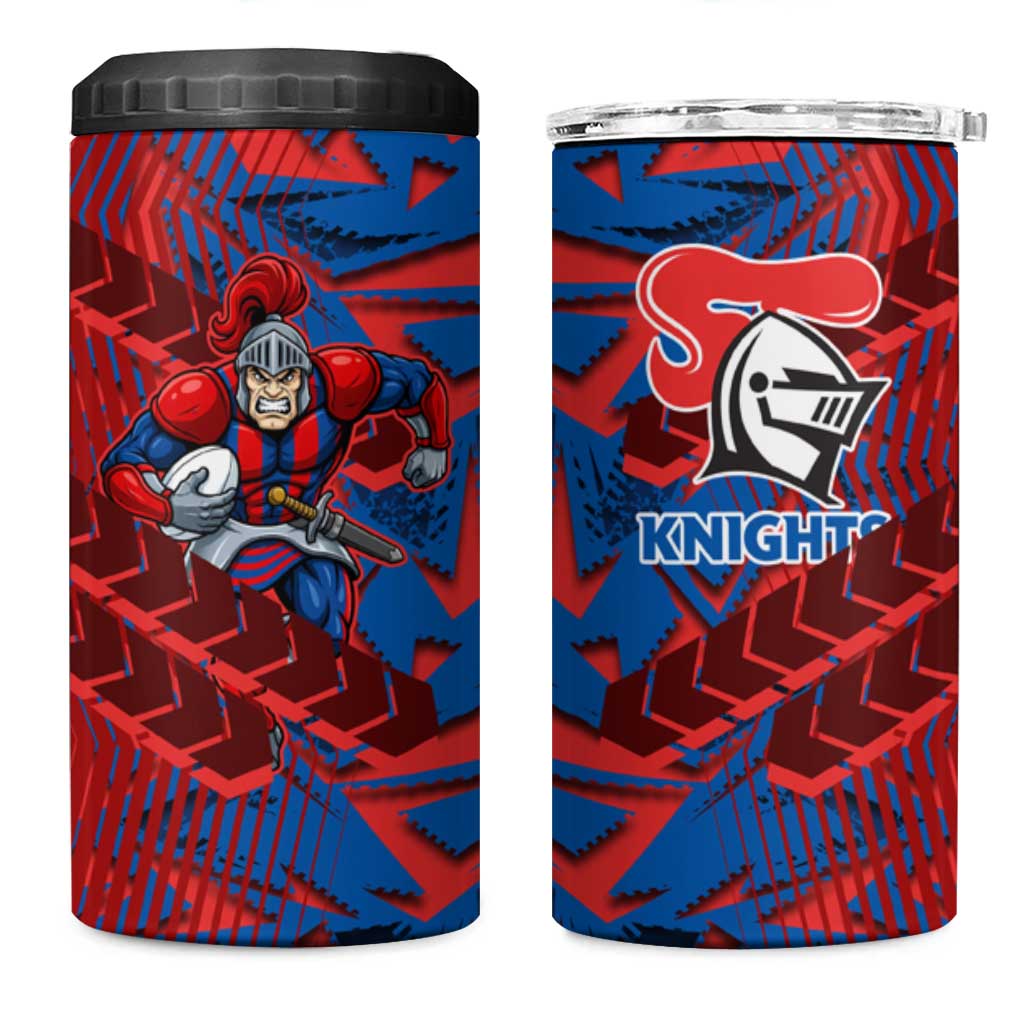 Newcastle Knights Rugby 4 in 1 Can Cooler Tumbler Fierce Mascot Geometric Tribal Art