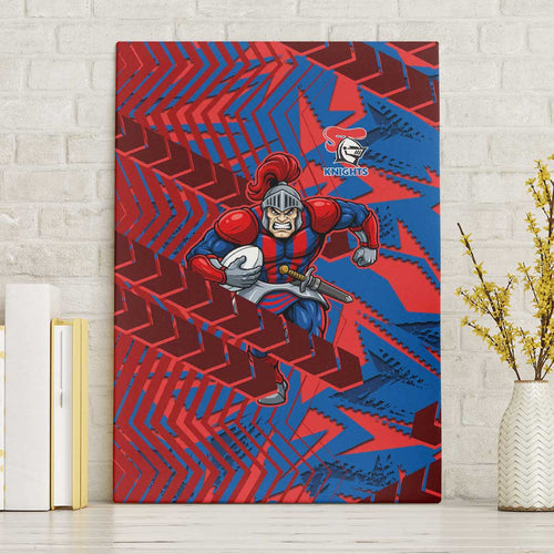 Newcastle Knights Rugby Canvas Wall Art Fierce Mascot Geometric Tribal Art