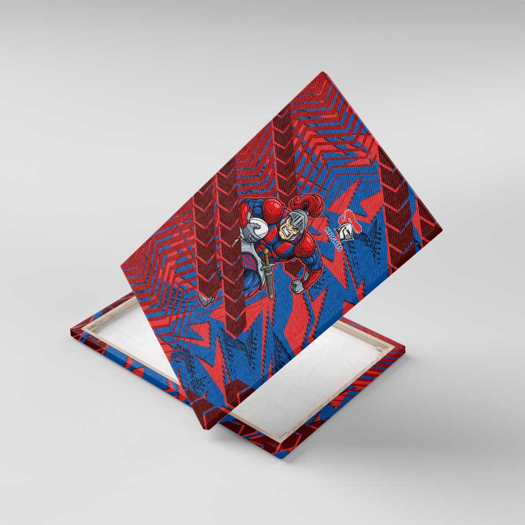 Newcastle Knights Rugby Canvas Wall Art Fierce Mascot Geometric Tribal Art