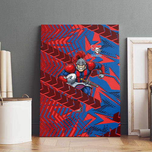 Newcastle Knights Rugby Canvas Wall Art Fierce Mascot Geometric Tribal Art