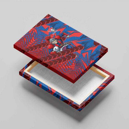 Newcastle Knights Rugby Canvas Wall Art Fierce Mascot Geometric Tribal Art
