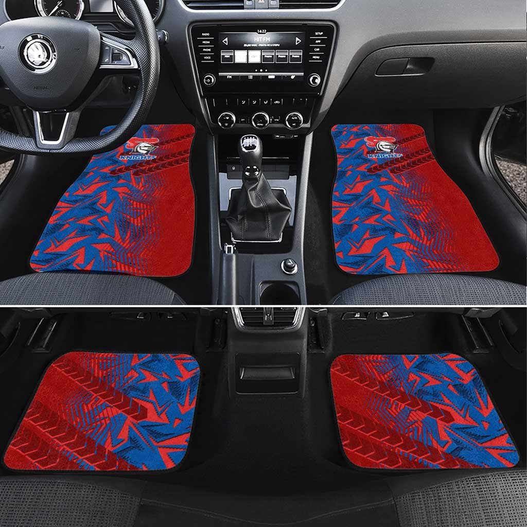 Newcastle Knights Rugby Car Mats Fierce Mascot Geometric Tribal Art