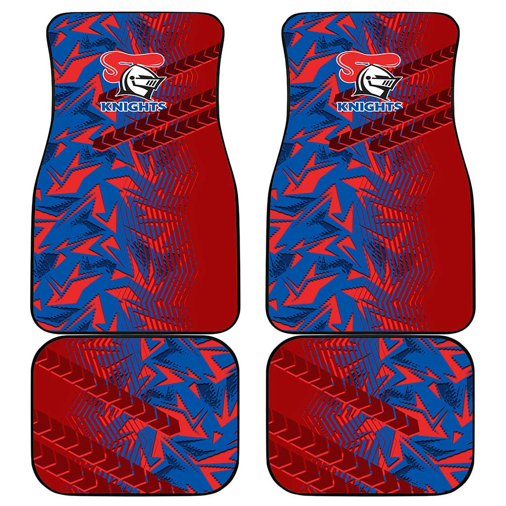 Newcastle Knights Rugby Car Mats Fierce Mascot Geometric Tribal Art