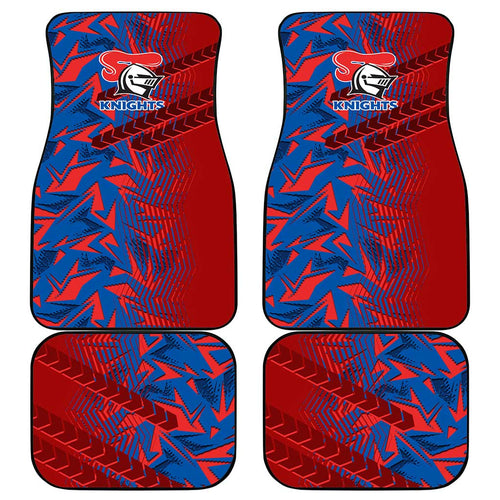 Newcastle Knights Rugby Car Mats Fierce Mascot Geometric Tribal Art