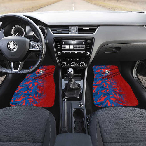 Newcastle Knights Rugby Car Mats Fierce Mascot Geometric Tribal Art
