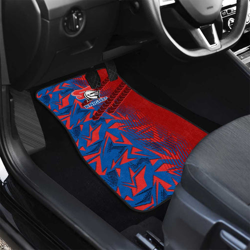 Newcastle Knights Rugby Car Mats Fierce Mascot Geometric Tribal Art