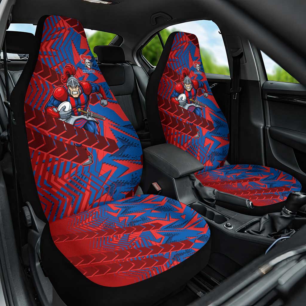 Newcastle Knights Rugby Car Seat Cover Fierce Mascot Geometric Tribal Art