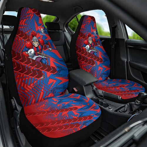 Newcastle Knights Rugby Car Seat Cover Fierce Mascot Geometric Tribal Art