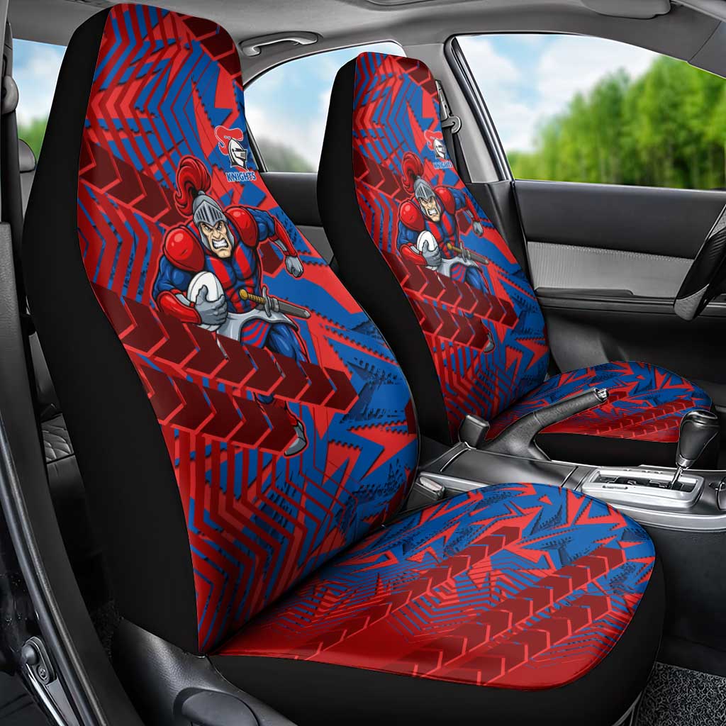 Newcastle Knights Rugby Car Seat Cover Fierce Mascot Geometric Tribal Art