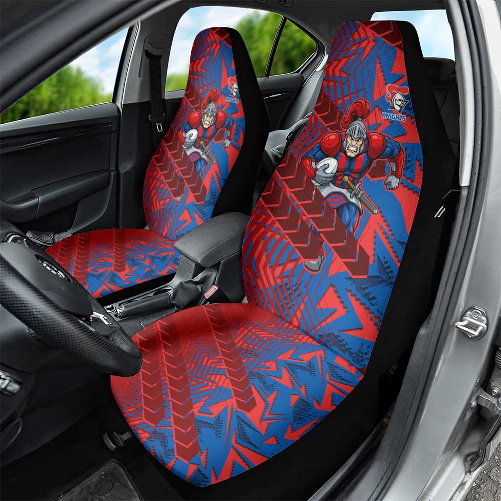 Newcastle Knights Rugby Car Seat Cover Fierce Mascot Geometric Tribal Art